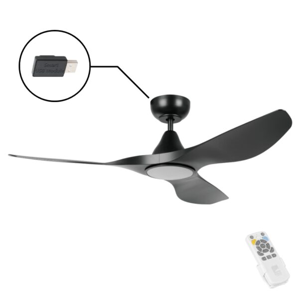 Eglo Surf SMART DC Ceiling Fan with LED Light - Black 48"