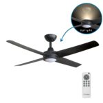 Three Sixty Ambience Uplight DC Ceiling Fan with LED Light - Black 48"