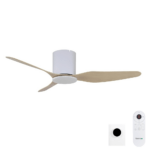 Fanco Studio SMART DC Ceiling Fan with Remote & Wall Control - White with Beechwood Blades 48"