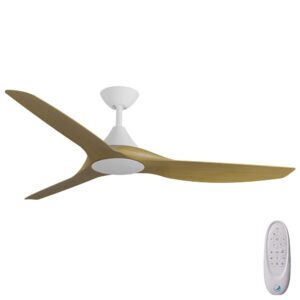 Calibo CloudFan SMART DC Ceiling Fan - White with Teak Blades 60" - Image 1