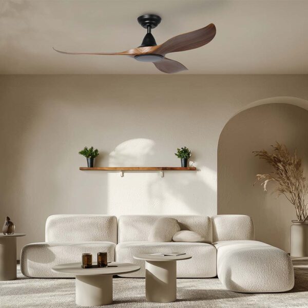 Eglo Noosa DC Ceiling Fan - Black with Teak Blades 52"